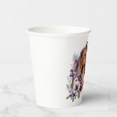 Gobelets En Papier Coupe d'anniversaire de cheval aux fleurs violette (Droite)