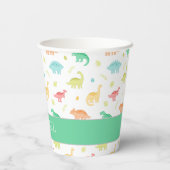 Gobelets En Papier Coupe d'anniversaire du Green Blue Pastel Dino (Verso)