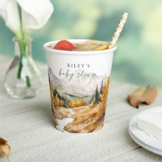 Gobelets En Papier Coupe de papier Baby shower bois Bois rustique
