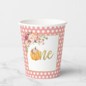 Gobelets En Papier Coupe de papier citrouille d'anniversaire - Floral (Recto)