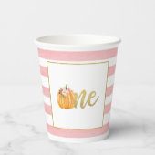 Gobelets En Papier Coupe de papier citrouille de premier anniversaire (Verso)