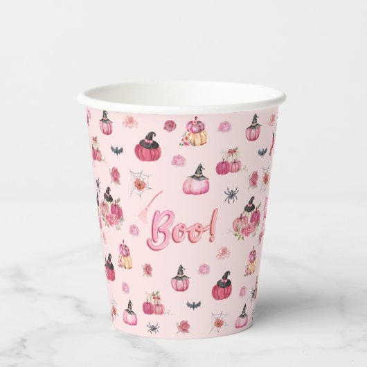 Gobelets En Papier Coupe de papier Citrouille rose (Recto)