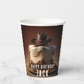 Gobelets En Papier Coupe de papier d'anniversaire de Cowboy - Rustiqu (Verso)