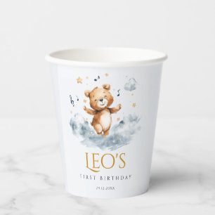 Gobelets En Papier Coupe de papier d'aquarelle de l'ours premier anni