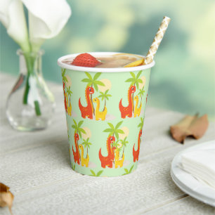 Gobelets En Papier Coupe de papier de dinosaure vert pour les enfants