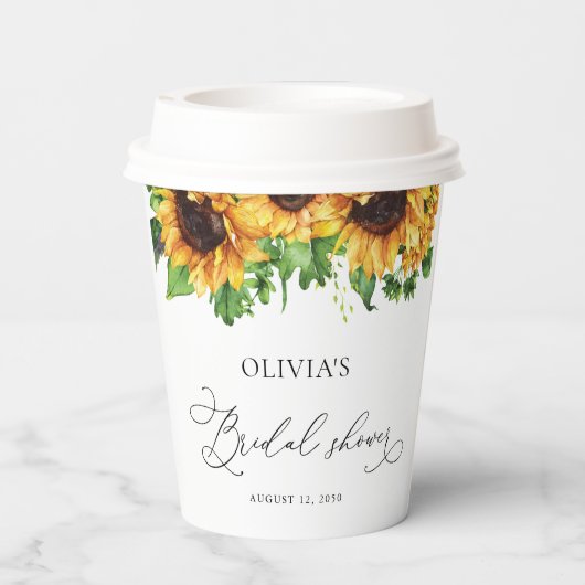 Gobelets En Papier Coupe de papier de Fête des mariées de tournesol (Verso)