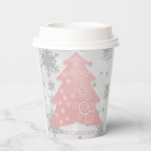 Gobelets En Papier Coupe de papier de Noël rose Festif (Verso)