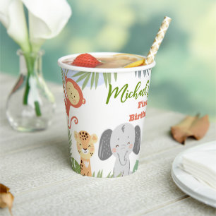 Gobelets En Papier Coupe de papier de premier anniversaire avec des a