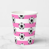 Gobelets En Papier Coupe de papier de soccer rose et blanc (Gauche)