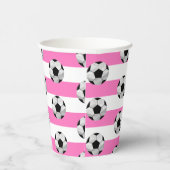 Gobelets En Papier Coupe de papier de soccer rose et blanc (Droite)