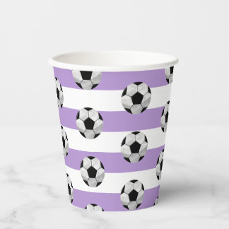 Gobelets En Papier Coupe de papier de soccer violet et blanc