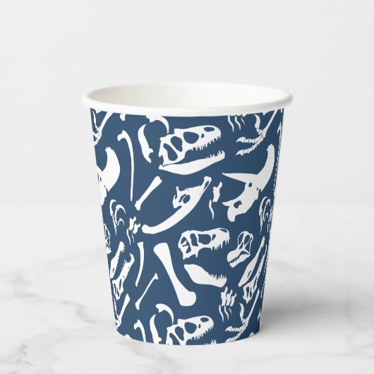 Gobelets En Papier Coupe de papier Dinosaur Bones (Bleu) (Verso)