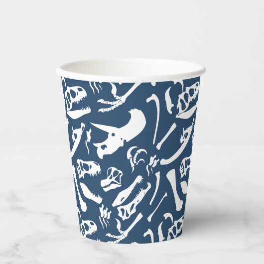 Gobelets En Papier Coupe de papier Dinosaur Bones (Bleu) (Recto)