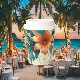 Gobelets En Papier Coupe de papier d'iridescence tropicale avec couve