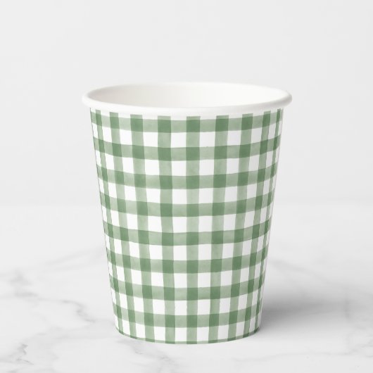 Gobelets En Papier Coupe de papier En vichy vert (Verso)