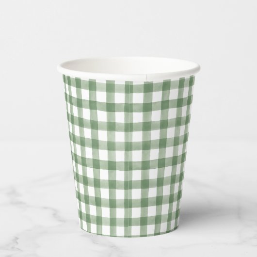 Gobelets En Papier Coupe de papier En vichy vert (Droite)