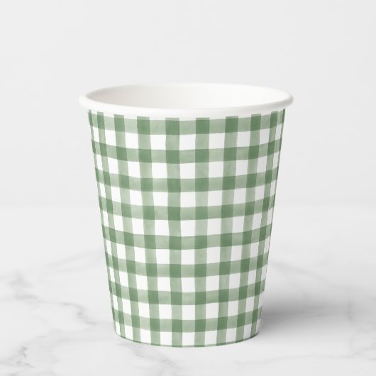 Gobelets En Papier Coupe de papier En vichy vert (Recto)