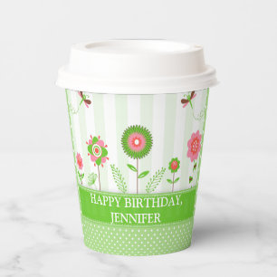 Gobelets En Papier Coupe De Papier Fleurs Et Papillons Abstraits