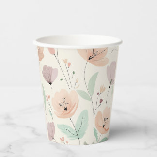 Gobelets En Papier Coupe de papier floral Pastel doux