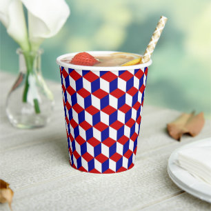 Gobelets En Papier Coupe de papier - Illusion en rouge, blanc et bleu