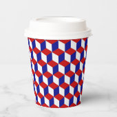 Gobelets En Papier Coupe de papier - Illusion en rouge, blanc et bleu (Recto)