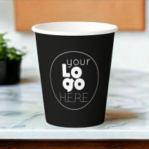 Coupe de papier jetable noir sur logo d'entreprise