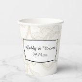 Gobelets En Papier Coupe de papier Mariage en dentelle blanche (Recto)