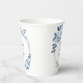 Gobelets En Papier Coupe de papier Mariage Floral bleu français moder (Droite)