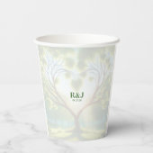 Gobelets En Papier Coupe de papier Mariage Monogramme vert (Verso)