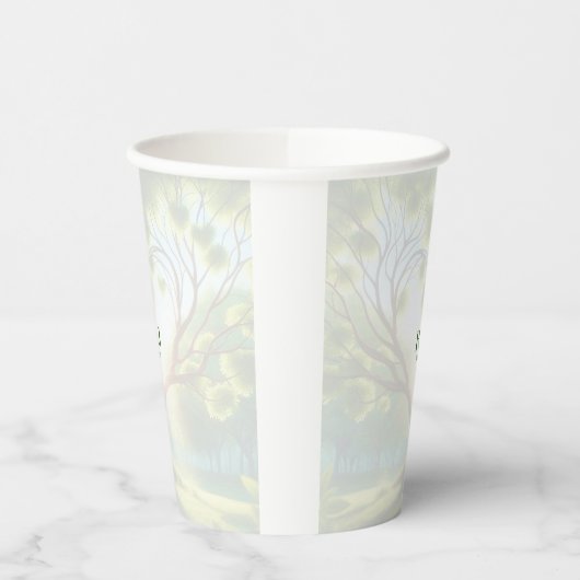 Gobelets En Papier Coupe de papier Mariage Monogramme vert (Gauche)