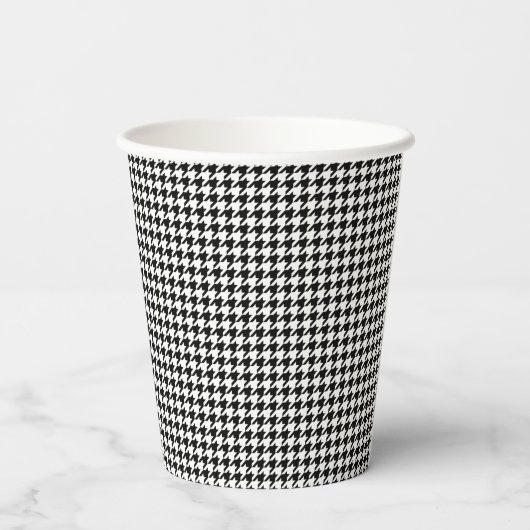 Gobelets En Papier Coupe de papier noir et blanc Houndstooth (Verso)