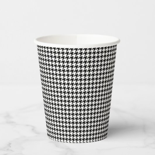 Gobelets En Papier Coupe de papier noir et blanc Houndstooth (Gauche)