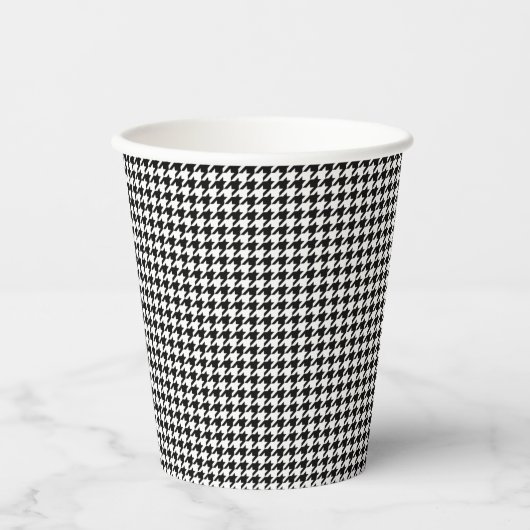 Gobelets En Papier Coupe de papier noir et blanc Houndstooth (Recto)