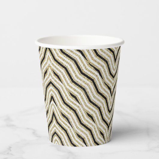 Gobelets En Papier Coupe de papier Noir Or & Blancs (Verso)