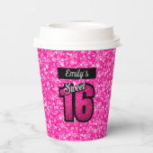 Gobelets En Papier Coupe de papier Parties scintillant rose étincelan (Verso)