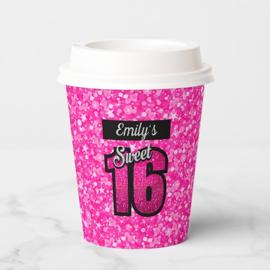 Gobelets En Papier Coupe de papier Parties scintillant rose étincelan (Verso)