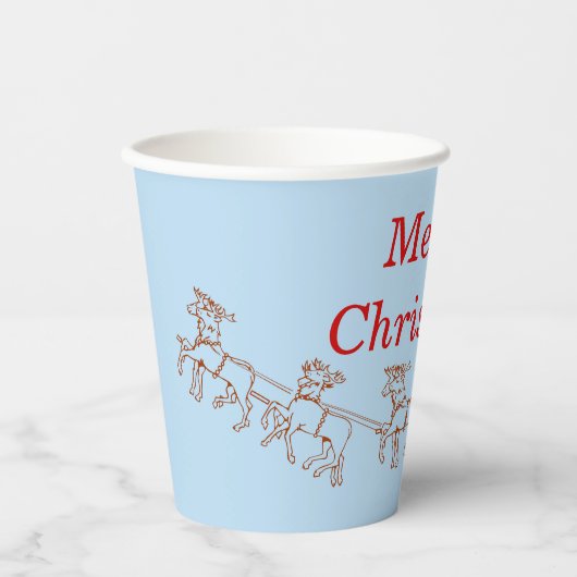 Gobelets En Papier Coupe de papier - Père Noël et Sleigh (Recto)