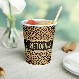 Gobelets En Papier Coupe de papier personnalisée Leopard Spot Peau
