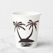 Gobelets En Papier Coupe de papier - Silhouette de l'île tropicale (Recto)