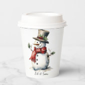 Gobelets En Papier Coupe de papier Snowman avec couvercle (Recto)