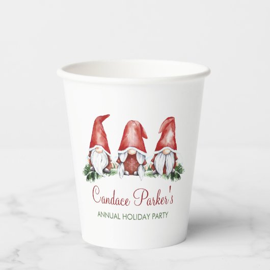 Gobelets En Papier Coupe de papier sur mesure Gnome de Noël (Recto)