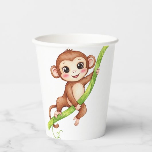 Gobelets En Papier Coupe de singe pour anniversaire (Recto)