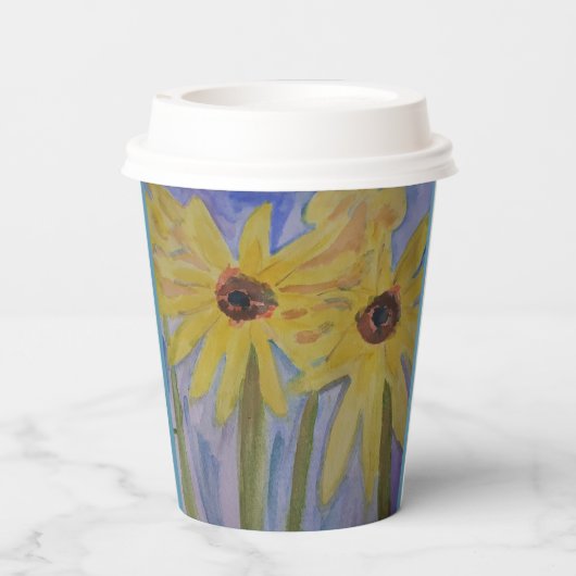 Gobelets En Papier Coupe d'été en papier tournesol jaune (Verso)