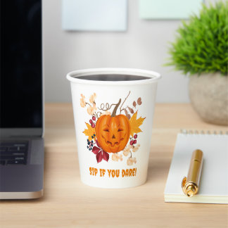 Gobelets En Papier Coupe du café Citrouille d'Halloween - "Sip If you