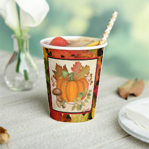 Gobelets En Papier Coupe du papier Citrouille de Thanksgiving