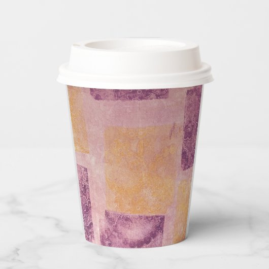 Gobelets En Papier Coupe en papier Carré violet et or Motif (Verso)