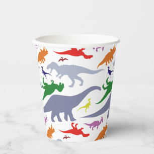 Gobelets En Papier Coupe en papier coloré Motif de dinosaures (Light)