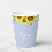 Gobelets En Papier Coupe en papier de Baby shower de tournesol bleu D (Recto)