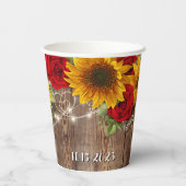 Gobelets En Papier Coupe en papier de tournesol et de roses rouges (Verso)