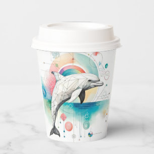 Gobelets En Papier Coupe en papier Dolphin géométrique personnalisée